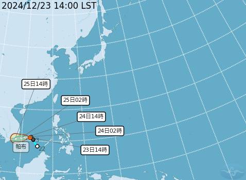 帕布颱風移動路徑。 圖：中央氣象署／提供