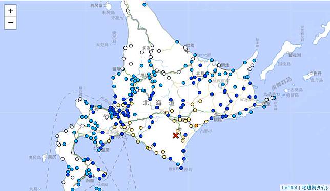 日本氣象廳報導，北海道27日清晨5點23分左右發生規模6.1地震，深度約80公里。(翻攝日本氣象廳官網)