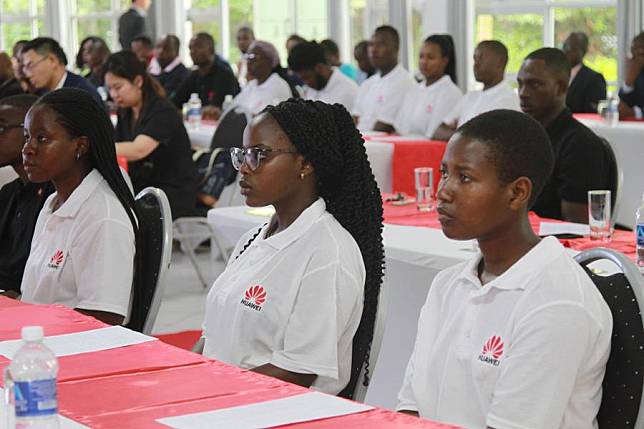 This photo taken on Oct. 24, 2023 shows trainees of the 2023 edition of the Seeds for the Future program at the launch ceremony in Harare, Zimbabwe. (Xinhua/Tafara Mugwara)