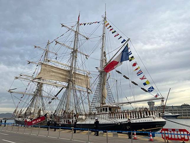 The historic three-masted sailing ship Belem of France is chosen as the carrier of the transfer of the Olympic torch, serving as a testament to the friendship between Greece and France. (Xinhua/Xiao Yazhuo)
