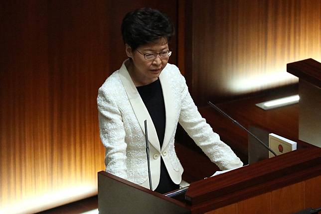 Chief Executive Carrie Lam during a question-and-answer session at the Legislative Council Complex on Thursday, a day after delivering the 2019 policy address. Photo: Nora Tam