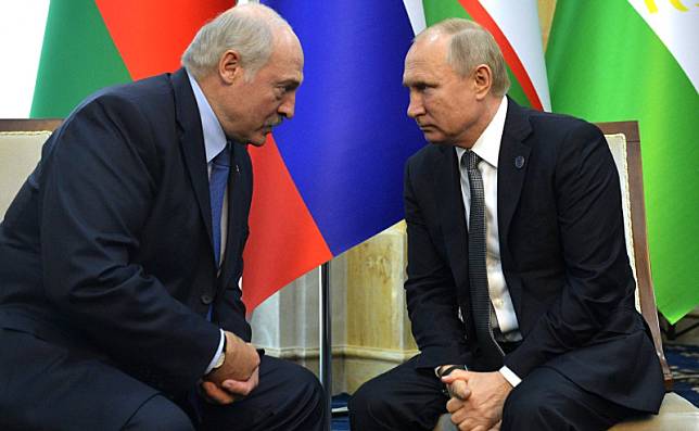 白俄羅斯總統盧卡申科和俄羅斯總統普丁。 圖：翻攝克里姆林宮官網（資料照）