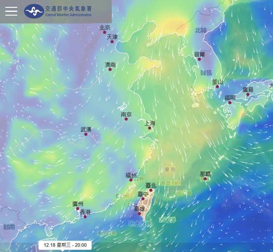 前中央氣象局長鄭明典說，現在正有一波冷空氣由接近正北方南下，鄭明典解釋，這是因為冷高壓偏北，所以西北風在很北邊。 圖：翻攝自鄭明典臉書