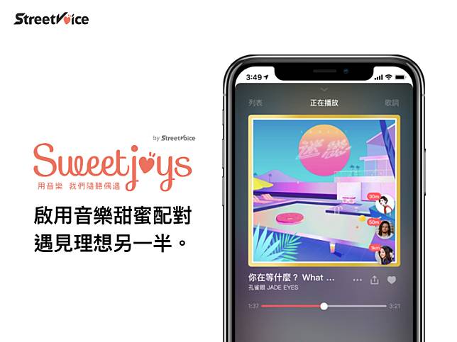 StreetVoice街聲今夏推出全新音樂交友功能 SweetJoys，帶來巧妙的全新聆聽感受。