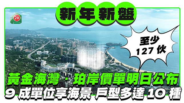 屯門黃金海灣．珀岸價單明日公布 9成單位享海景 戶型多達10種