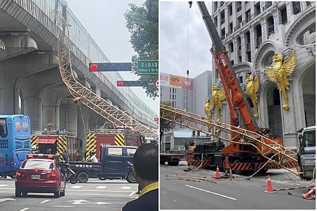 「金火鳥大樓」頂樓吊臂掉落，恐怖穿插中捷！建商發聲明回應。（翻自TCPB 局長室）