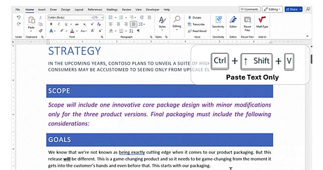 Microsoft Word 終於有快速鍵可以純文字貼上