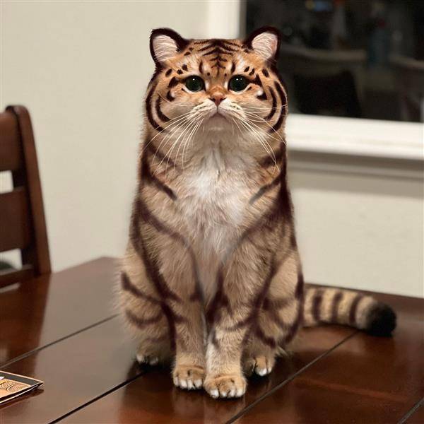 有隻貓長得非常像老虎。（圖片來源／Maple Cat 臉書）