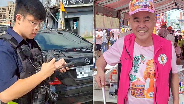 本土藝人黑支（陳清達）妻子的車子掛假車牌遭警方攔查，黑支開直播不停質問：你有搜索證嗎？翻攝陳清達臉書