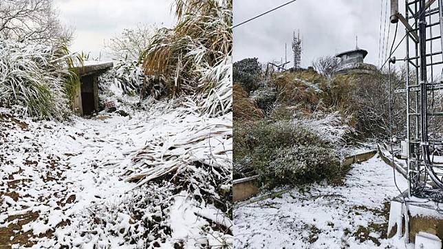 馬祖雪景曝光！罕見的雪中哨站。翻攝臉書「馬祖有個周小馬 追淚人」