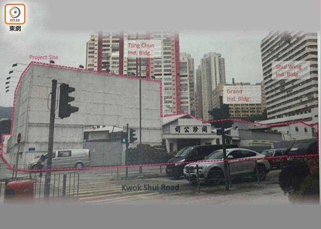 同珍集團旗下葵涌昌榮路1至7號大型發展項目。（紅色虛線位範圍）