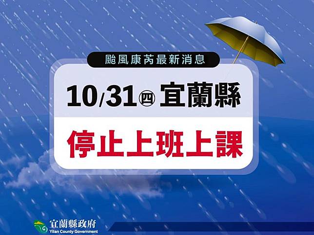 康芮颱風31日宜蘭停班停課即時報導