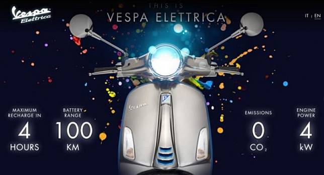 義大利機車品牌 Vespa(偉士牌)首款量產電動機車「Elettrica」，近日終於在歐洲展開預售。