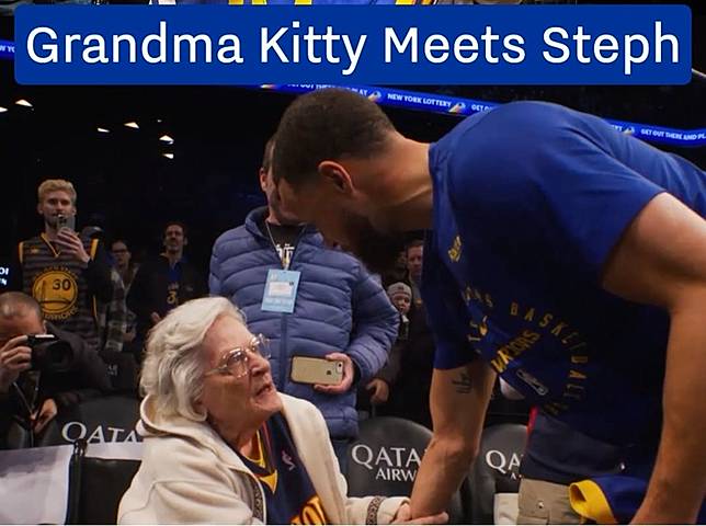 Stephen Curry與超級粉絲Kitty奶奶見面　送給她簽名球衣