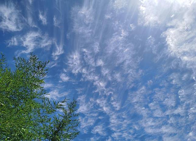Photo taken with a mobile phone shows clouds during a sunny day in Beijing, capital of China, July 14, 2022. (Xinhua/Ding Hongfa)