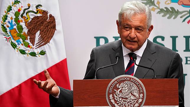 2022年4月12日，墨西哥總統羅培茲歐布拉多針對經濟數據發表談話。美聯社
